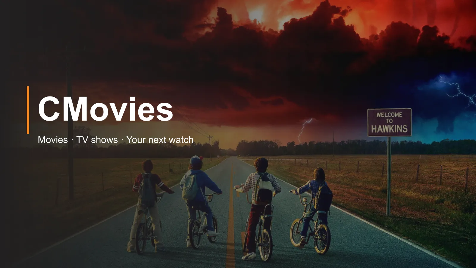 CMovies movies and TV guide with Stranger Things artwork